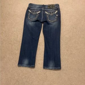 MissMe Jeans Women’s Capri Denim Cropped Low Rise JP5434P Bling Pocket Size 28